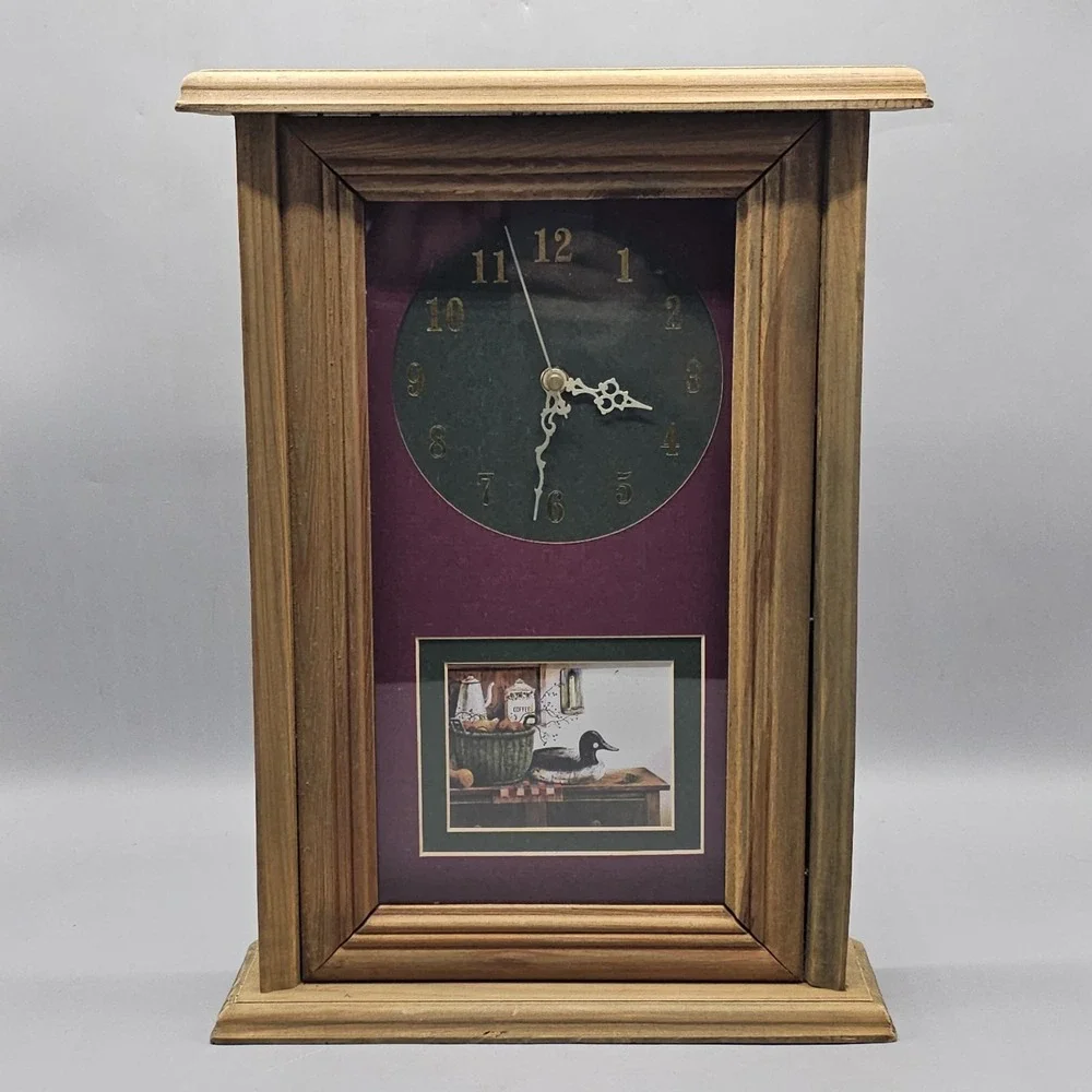 Vintage Duck Loon Mantel Shelf Clock Grandmacore Rustic Cottagecore Farmhouse